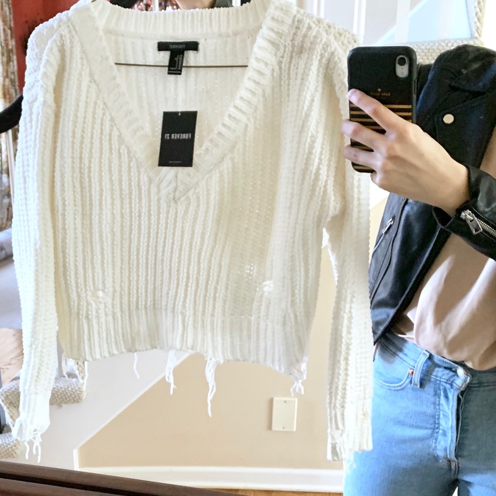 Frayed Cropped Forever 21 Sweater